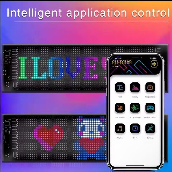 RGB Matrix Pixel Panel Scrolling Bright Advertising LED Signs (20x64 pix-7x36in) - Picture 5 of 13